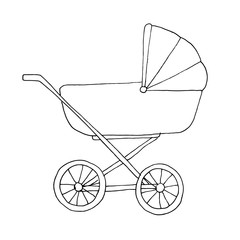 Fototapeta na wymiar Baby stroller for babies. Sketch. Vector