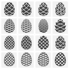 Pine cone icons set on background for graphic and web design. Simple illustration. Internet concept symbol for website button or mobile app. - 279894541