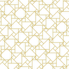 Monochrome geometric linear seamless vector pattern in gold color