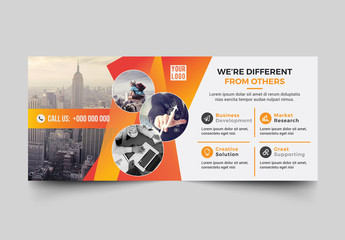 Orange Banner Layout with Circular Photo Elements