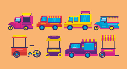 Naklejka premium food trucks flat design image