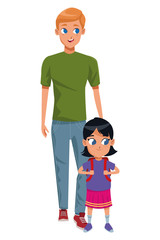 Family single parent with children cartoon