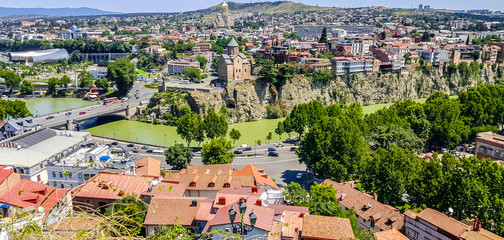 Fototapeta na wymiar Aerial view of Tbilisi, Georgia