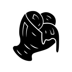 Ice cream glyph icon. Dairy frozen product. Summer dessert. Cafe, restaurant menu. Plombir, gelato. Soft ice cream balls in bowl. Silhouette symbol. Negative space. Vector isolated illustration