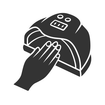 recommend clip art: Nail dryer glyph icon. UV, LED, hybrid lamp. Gel polish drying. Beauty device for salon and home use. Beauty instrument for manicure. Silhouette symbol. Negative space. Vector isolated illustration