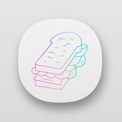Sandwich app icon. Fast food, breakfast, school lunch. Toasted bread. Cafe, restaurant snack, appetizer. UI/UX user interface. Web or mobile applications. Vector isolated illustrations