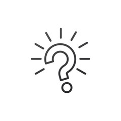 Outline question mark with rays burst icon vector illustration on white background