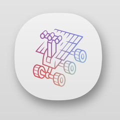 Space robot app icon. Moon rover. Moonwalker. Apparatus for studying planets surface. Space exploration. UI/UX user interface. Web or mobile applications. Vector isolated illustrations