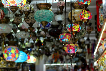 Turkish traditional mosaic lamps.