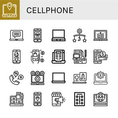 Set of cellphone icons such as Laptop, Phone, Mobile, Smartphone payment, Tablets , cellphone