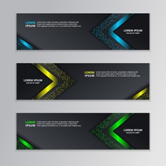 Glowing Dark Techno Banner Template, Modern Neon Design Background Vector
