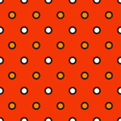Seamless pattern with circles on orange background, vector illustration