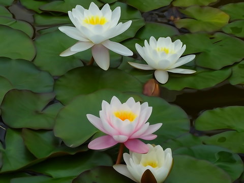jardin botanico universidad de malaga uma  nenufares blancos y rosados