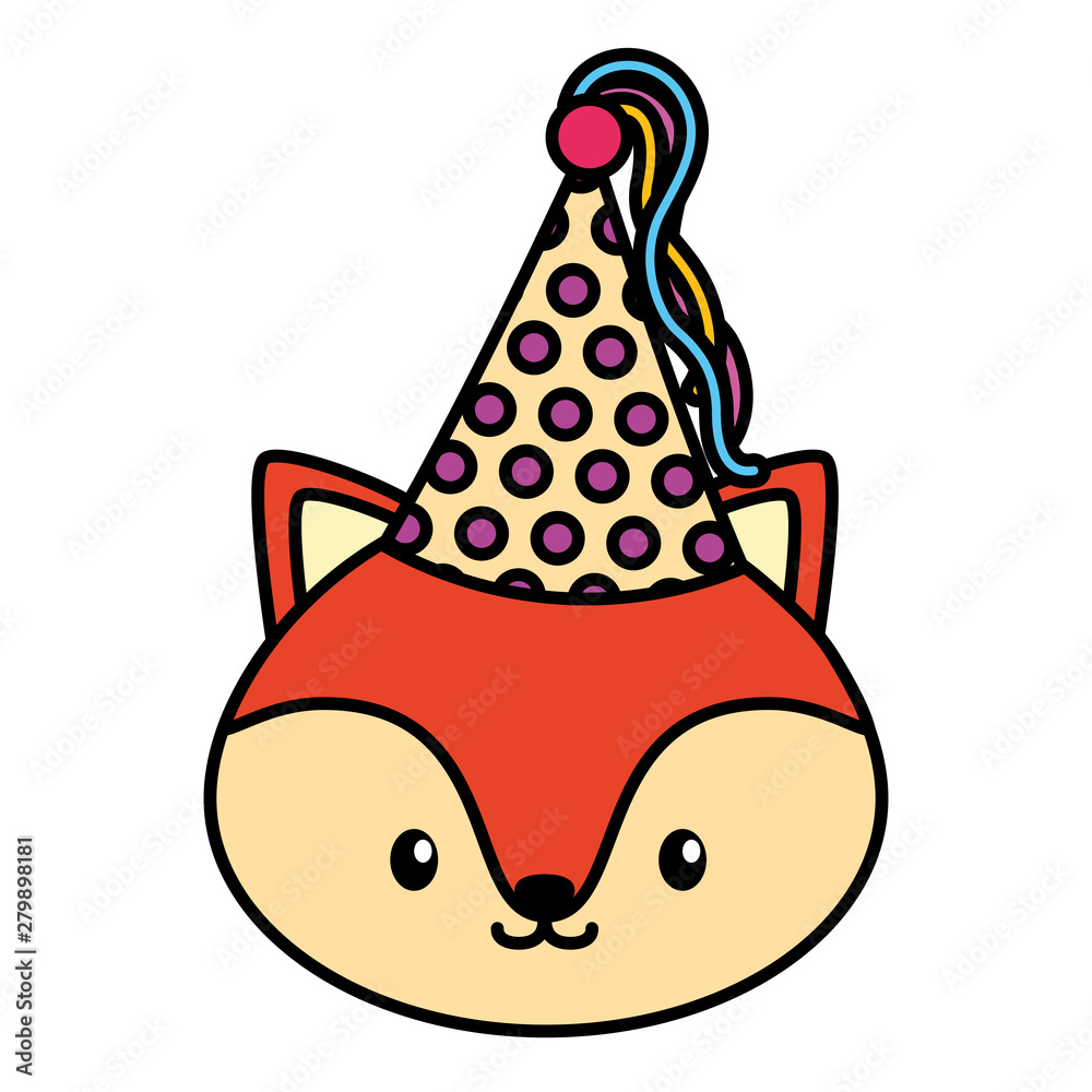 Canvas Prints birthday celebration cute fox party hat