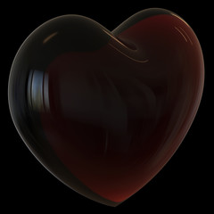 Black bad heart shape symbol dark translucent like oil drop