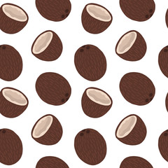 vector seamless pattern of exotic coconut . Tropical food. Hand-drawn flat illustration. use for the menu and textile.
