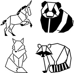 black geometric Animal stencil art set