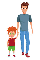 Family single father with children