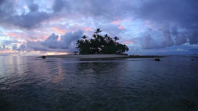 Timelapse of island at dawn, Chuuk Islands, Micronesia