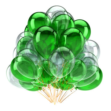 Balloons baloons ballons big bunch green white. Party event icon