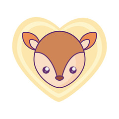 head of cute little reindeer baby in heart