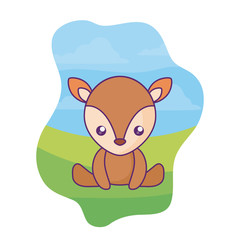 cute little reindeer baby in landscape