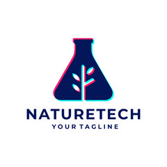 Nature lab overlapping logo and icon design vector.