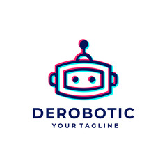 Robot overlapping logo and icon design vector.