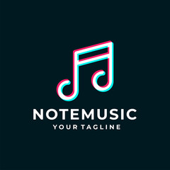 Note music overlapping logo and icon design vector.