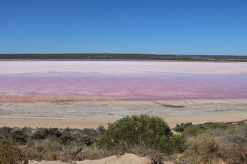 Hutt Lagoon or Pink Lake in Western Australia, Oceania