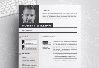 Resume and Cover Letter Layout with Photo Placeholder