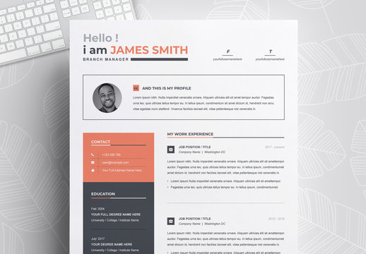 Resume and Cover Letter Layout with Orange Sidebar