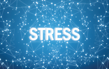 Stress on digital interface and blue network background