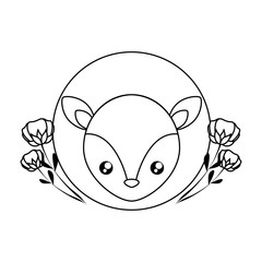 head of cute little reindeer baby with flowers decoration