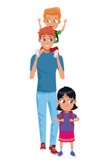 Family single father with children