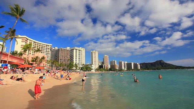 Timelapse view of Waikiki Beach, Hawaii