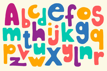 Hand drawn multicolor cartoon letters