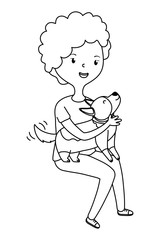 Girl with dog cartoon design