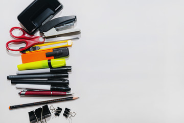 Stationery on white background