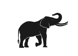 elephant silhouette side view. isolated vector image of wild animal