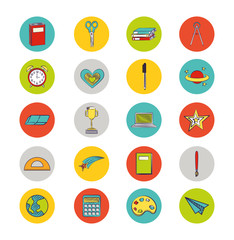 bundle of set colorful back to school icons