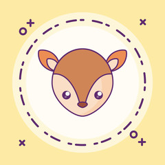 head of cute little reindeer baby in frame circular