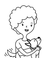 Girl with dog cartoon design