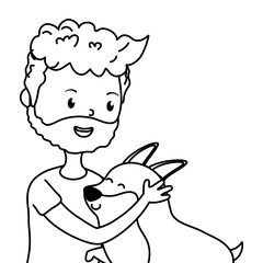 Boy with dog cartoon design