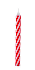 Red striped birthday candle isolated on white