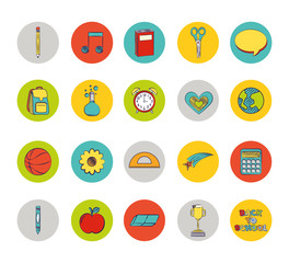 bundle of set colorful back to school icons