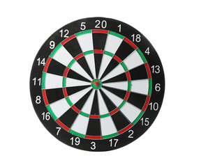 Dart board with color arrow hitting target