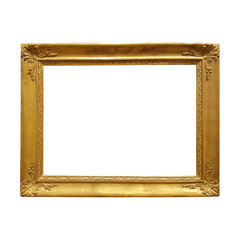 Front view of an ancient picture frame, isolated with clipping path