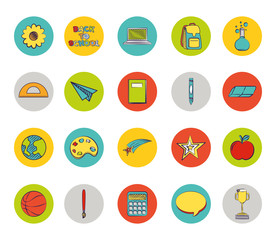bundle of set colorful back to school icons