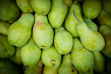 fresh pears  as background, top view